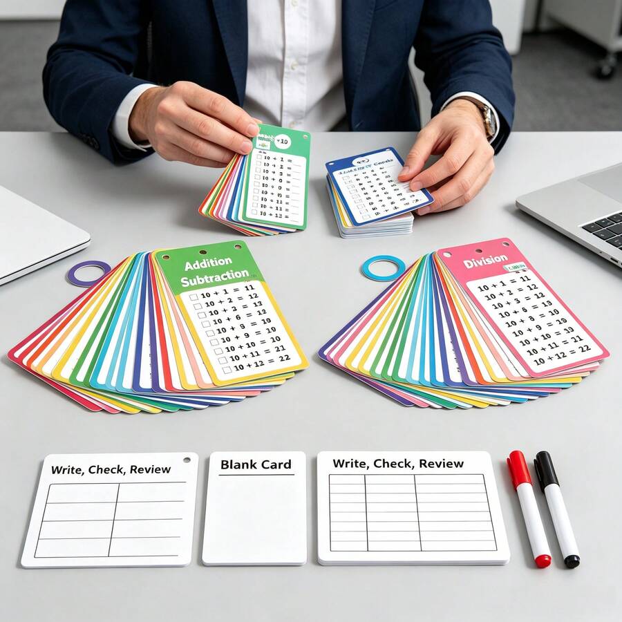 1 Set Math Multiplication Learning Flash Cards Multiplication Table Arithmetic Addition Subtraction Multiplication Division Practice Teaching Tool, Develop Hands-On Ability, Thinking Ability, Reasoning Ability, Hands-On Ability, Enhance Parent-Child Relationship, Birthday Gift, Holiday Gift, For Classmates, Teachers, Friends. - Multicolor - View 1