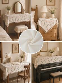 MEMNUN 1PC Christmas Minimalist Branch Berry Christmas Tree Star Print Pattern Tablecloth, Tassel Edge Design, Minimalist Small Tree Dining Tablecloth, Square Round Tablecloth, 140*220cm/140*180cm/140*140cm/90*140cm, Made Of Printed Polyester Blend Material, Christmas Decor Table Decor, Home Decor, Kitchen Decor, Table Cloth Rectangle, Table Cloth Square, Home Decor Suitable For Picnic, Camping, Party, Restaurant Buffet, Home Decoration, Dining Table Surface Decoration, Home DIY, Etc., Christmas Gift - Multicolor - View 6
