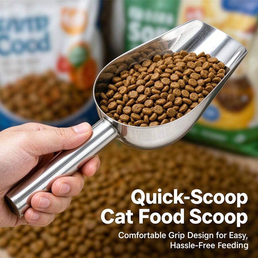 1pc Stainless Steel Pet Food Spoon, Multi-Functional Cat Treat Dispenser, Suitable For Cat And Dog Dry Food Feeding, Pet Food Accessory. - Multiple Capacities - View 1