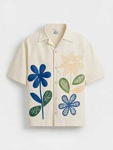glestore Men's Retro Old Money Style Printed Button Short Sleeve Shirt Four Seasons Casual Versatile Style - Multicolor - View 6