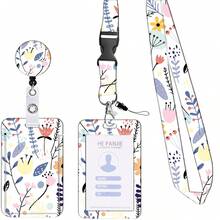 Colorful Pattern Badge Holder Retractable Reel Clip, Sunflower Flower Marble Constellation ID Card Holder For Work Name Badge - Rectangle - View 10