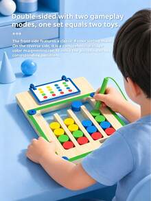 Children's Double-Sided Gear Maze Shape & Color Sorting Educational Wooden Toy Game, Holiday Gift - Multicolor - View 6