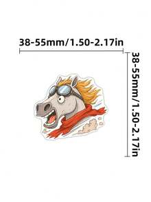 50Pcs Hilarious Horse Meme Stickers, Whimsical Horse Waterproof Decals, DIY Decor Supplies For Phone, Kindle, Notebook - Multicolor - View 6