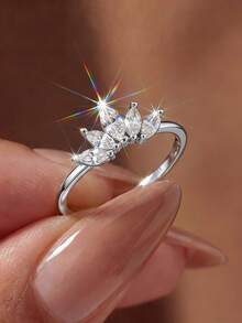 1件優雅5顆鑽石皇冠戒指，精緻獨特，適合女性參加派對與舞會，精心打造的珠寶，送給女友的理想週年禮物 - 五鑽 - 查看 7