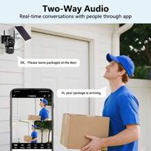 szsinocam 1pc 2K Dual Lens Solar Powered PTZ Camera, 2.4G & 5GHz Dual Band WiFi Outdoor Security Camera, Built-In 6000mAh Battery, Dual View Preview, Full Color Night Vision, AI Human Tracking, Two-Way Audio, Suitable For Home Yard Monitoring - Black - View 6