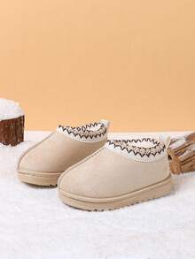 1 Pair Kids Knitted Sock Cuff Snow Boots Winter New Non-Slip Baby Warm Boots - Beige - View 3