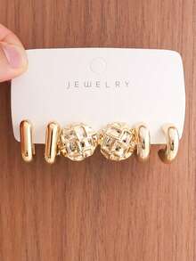 6-18PCS Gold Women's Earrings Set, Heavy Metal Feel Dual-Color Flower Design, Geometric Multi-Element Collection, Suitable For Women's Daily Wear. (Lightweight CCB Material, Non-Fading, Please Confirm Material Suitability Before Purchase) - Multicolor - View 5