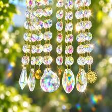 Colorful Beaded Suncatcher, Rainbow Maker Hanging Window Ornament With Moon Sun Charms For Home Decor - Small Lamp Shade Pendant - View 7