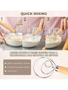2/3Pcs 13" Stainless Steel Danish Dough Whisk And Dough Scraper Set, Dutch‑Style Bread Mixing Tools, Home Kitchen Gadgets For Pizza Pastry Sourdough Bread Making - View 3
