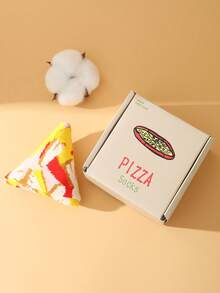 1 Pair Novelty Colorful Pizza Themed Socks, New Autumn/Winter Mid-Calf Socks, Unisex Gift Socks With Whimsical Food-Inspired Design, Hand Wash Only, Suitable For Daily Home, Casual, Outdoor Sports And Party Wear, Perfect As Birthday/Valentine's Day/Halloween/Christmas/New Year's Eve/New Year/Teacher's Day/Thanksgiving Gifts, Ideal For Daily Hiking/Running/Fitness/Skiing/Trekking - Multicolor - View 5