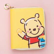 Mesuca Cute Zipper PU Leather Short Wallet, Kawaii Cartoon Print Yellow Multi‑Color Square Coin Purse - Multicolor - View 5