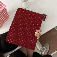 Ins Retro Burgundy With White Polka Dot Protective Case, 360 Degree Rotation With Pen Slot, Horizontal And Vertical Screen Rotation Multi-Angle Support Anti-Drop Anti-Bend Tablet Shell, Suitable For IPad12/11 Inch (2026), 11 (2025), Air7 (2025), IPad7/8/9, Air4/5/10, Air6 11 Inch, Pro11, Air8 11 Inch (2026 M4), Air8 13 Inch (2026 M4) 2026 New Minimalist Tablet Protective Case - Red - View 5