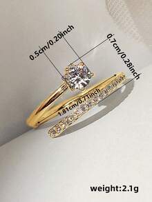 1pc Elegant Cubic Zirconia Ring For Women, Wedding Engagement Party Jewelry, Valentine's Day Gift - 1# - View 4