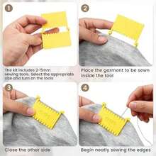 EDCUEBE7 1/4pcsClip-On Sewing Ruler, Edge Stitch Lock & Sewing Gauge For 4 Sizes, Non-Slip Stitching Guide Tool For Hand Sewing, Embroidery Fabric Patchwork - Multiple Styles (random Color) - View 6
