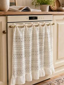 White Lace Oven Skirt, Ruffled Tie‑On Kitchen Dishwasher Cover Curtain, Boho Hollow Lace Decorative Curtain For Kitchen Appliance Decor - White/A - View 6