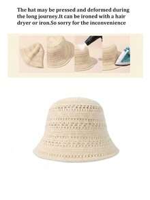 1/2/3/4pcs Women's Hollow-Out Woven Bucket Hat, Boho, Face-Slimming, Breathable & Light, One Size, Travel Beach Outdoor, Summer Accessory, Multi-Color - Multicolor - View 3