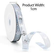 4 Rolls/1 Roll Winter Snowflake Chiffon Ribbon Silver Glitter Organza Satin Ribbon DIY Gift Wrapping Bows Christmas Tree Decoration - Multicolor - View 8