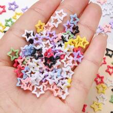 100pcs 8mm 3D Hollow Star Nail Art Charms, Y2K Resin Five-Pointed Star Nail Decorations, For DIY Nails, Mobile Phone Case Decoration - Random Color - View 2