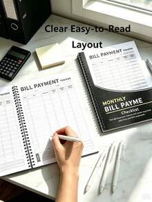 4/3/2/1pc Spiral Bound Bill Payment Tracker Notebook, Monthly Budget Planner With Expense Payment Records And Savings Overview, Durable Paper English Version Financial Management Book, Suitable For Students, Office Workers, Home Budget Management - Multi-style 2 - View 2