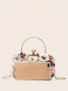 Women's Mini Clutch, Cute Handbag, Fashionable Personalized Party Bag, Handmade Floral Evening Shoulder Bag, Bridal, Wedding Supplies - Multicolor - View 7