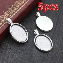 5pcs 18x25mm Inner Size Oval Alloy Pendant Cabochons Blank Base Setting Bezel Tray DIY Jewelry Making Accessories Findings - 18x25mm - View 37