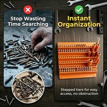 Wall-Mounted Drill Bit Storage Rack, 120-Hole Tiered Wall-Mounted Hex Drill Bit Holder, Large Capacity Anti-Clogging Drill Bit Storage Organizer, Suitable For Screwdriver Bits And Drill Bits, Workshop Garage Tool Storage Organizer - View 4