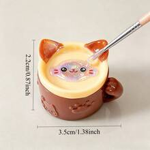 1pc 2-In-1 Cat Shaped Nail Art Palette & Brush Cleaning Cup, Mini Cartoon Pen Holder Nail Brush Cleaning Box, Multi-Function Nail Rhinestone Pearl Storage Box - Multicolor - View 9