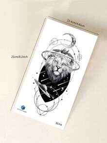 Dreamy Lion Planet Moon Pattern Party Gift Holiday Gift DIY Music Festival Temporary Tattoo Sticker For Arm Back Leg Waterproof Body Skin Tattoo Sticker 1pc/Pack - Black - View 5