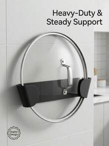 1pc Pot Lid Rack, Space-Saving Wall Mounted Pot Lid Holder, Drill-Free Kitchen Storage Container, Suitable For Cooking Pot Lids, Frying Pan Lids And Cookware, Convenient Storage Solution For Kitchen Cabinets And Countertops - Multicolor - View 2