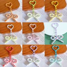 4/5/11pcs Cute Resin Bow Keychains, Colorful Plaid & Polka Dot Bow Bag Charms, Adorable Style Car Key Fobs, Sweet Fashionable Backpack Decor Gift, Suitable For Girls - Polka Dot Bow - View 9