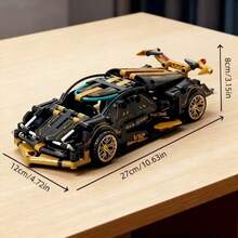 800+Pcs Micro Particle Set Car Building Block Model, 1:18 Scale Building Block Car Model, ABS Material, DIY Hands-On Ability Training, Home Office Decor Ornament Assembly Decoration, Suitable As Christmas/Halloween/Valentine's Day/New Year/Holiday Birthday Gift. - Black - View 3