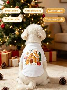 1 buah Rompi Tank Top Hewan Peliharaan Motif Natal, Bernapas, Anti Rontok, Ringan, Nyaman untuk Anjing & Kucing Kecil - MultiWarna - View 3