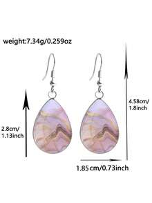 YUJUGLOW 1 Pasang Anting-Anting Tetesan Air Motif Pasir Hisap Merah Muda Abstrak dari Baja Tahan Karat 316 untuk Pemakaian Sehari-hari Wanita - Baby Pink - View 5