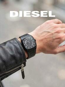 DIESEL Square Men's Quartz Watch All Black IP Electroplated Steel Band Personalized Dial Men's Watch - Black - View 6