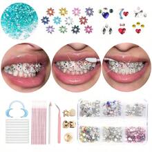 30pcs Pink Butterfly Shaped DIY Tooth Decor Set, Simple Elegant Tooth Accessories Set, Cute Tooth Decoration Suitable For Daily, Party, Holiday, Prom (Glue Not Included) - 30PC Multi-color Set - View 1