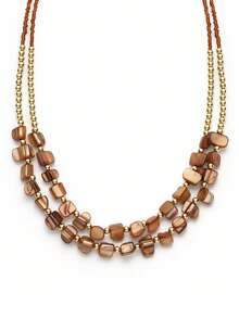 Ashenrae 1pc Bohemian Natural Stone & Shell Double Layered Necklace - multi-layered necklace - View 2