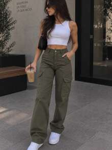 Women Pants - Army Green - View 1