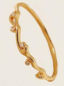 1pc French Luxury Asymmetrical Wavy Streamline Buckle Women's Bracelet, Daily Commute, Date, Party, Gift Jewelry - Multicolor - View 5