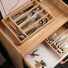 1-Piece Kitchen Drawer Organizer, Kitchen Utensil Organizer Tray, Cutlery Tray, Christmas Decoration, Halloween Decoration, Autumn Decoration - Khaki - View 2