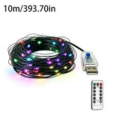 1PC Warm White USB Fairy Lights With Remote Timer Dimmable 8 Modes Green Copper Wire String Lights Christmas Tree Decor Lights For Christmas Tree Bedroom, Wedding, Holiday Indoor & Outdoor Decoration - Green Copper Wire String Lights - View 13