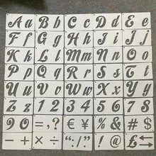 40 قطعة مجموعة قوالب الحروف الإنجليزية والأرقام وعلامات الترقيم، مادة PET قابلة لإعادة الاستخدام، مناسبة للرسم بالألوان المائية والرش والنقش والتتبع، موسم العودة إلى المدرسة - أطقم - مشاهدة 7
