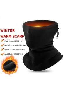 1/3pcs Unisex Fleece Neck Gaiter Winter Face Mask, Polyester Warm Windproof Neck Cover With Adjustable Drawstring, Soft Breathable Ski Face Cover For Snowboarding Cycling Hiking Cold Weather Outdoor Sports For Men Women - Multicolor - View 8