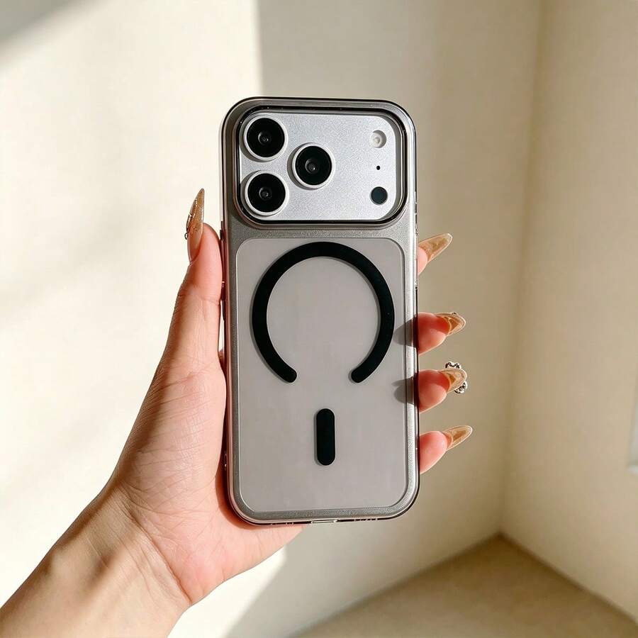 PC Full Coverage Large Hole High Transparency Magnetic Shockproof Phone Case, Cute Shock-Absorbing Camera Lens Protection Cover, Soft Ultra-Thin Protective Case, Compatible With Iphone 18 17 16 15 14 13 Pro Max 18 Pro Max 11 Phone Case, Various Holiday Gifts - Grey - View 1