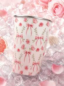 Mug Stainless Steel Motif Bunga Pita Pink Gradasi 350ml, Cocok untuk Kopi, Teh dan Susu, Lucu, Dapat Digunakan Kembali, Mug Travel Sempurna untuk Rumah, Kantor atau Sebagai Hadiah - MultiWarna - View 2