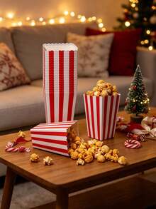 Striped Popcorn Paper Boxes Classic Treat Containers For Birthday Carnival Movie Party Favors - View 7