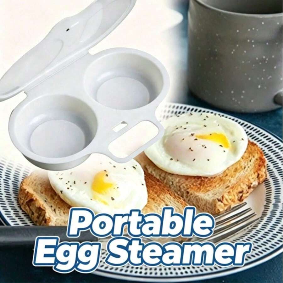 1pc Microwave Egg Cooker Poacher, Non-Electric Heat-Resistant PP Plastic, Double-Layer Egg Cup Heat-Insulating Base, Space-Saving Breakfast Cooking Tool, For Home Office Dormitory, Easy Clean Kitchen Gadget With Sturdy Handle Durable Cookware - Multicolor - View 1