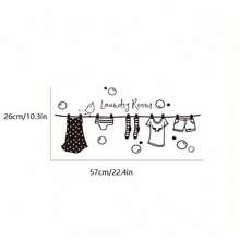 Charming Cartoon Vinyl Wall Sticker For Laundry Room - Easy To Apply And Remove, With Removable Matte Finish Home Decor, Classic Style, Cartoon Theme, Rectangular Shape - View 4