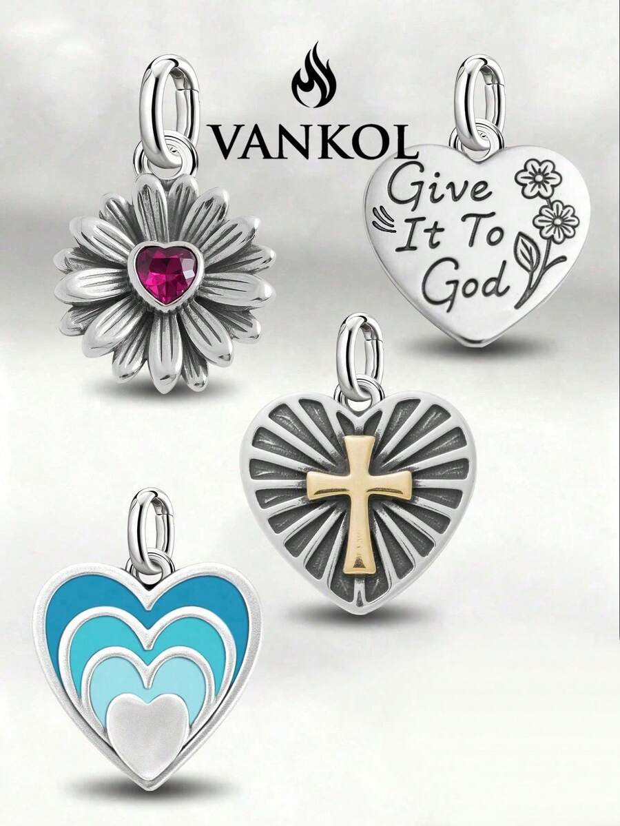 1pc Heart Daisy Pendant, Suitable For DIY Bracelets, Exquisite Jewelry Gift, Suitable For Women Or Men - Set 5 - View 1