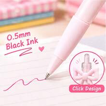 Sweet Bow Decor Retractable Neutral Pen, Aesthetic Girly Style, Smooth Writing Quick-Dry Ink, Lightweight & Durable, Black Signature Pen For Students Daily Practice And Notes - Multicolor - View 4
