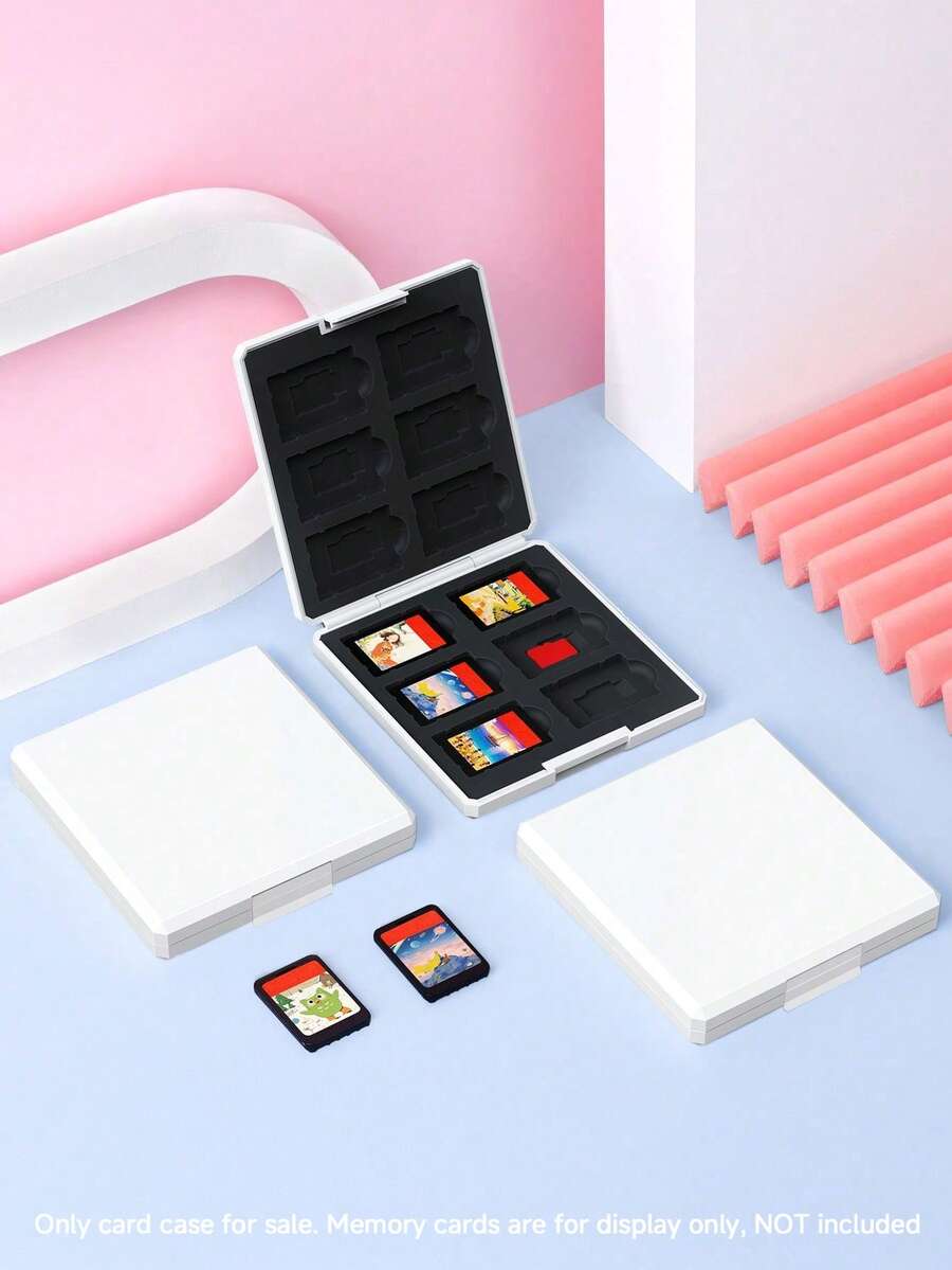 12-Slot Game Card Storage Case For Switch/Switch 2 (2025), Compatible With Game Cards And Micro SD Cards, Portable Hard Shell Storage Box With Soft Silicone Lining - White - Multicolor - View 1